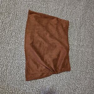 Classic Rust Brown Suede Mini Skirt 1XL - Women's